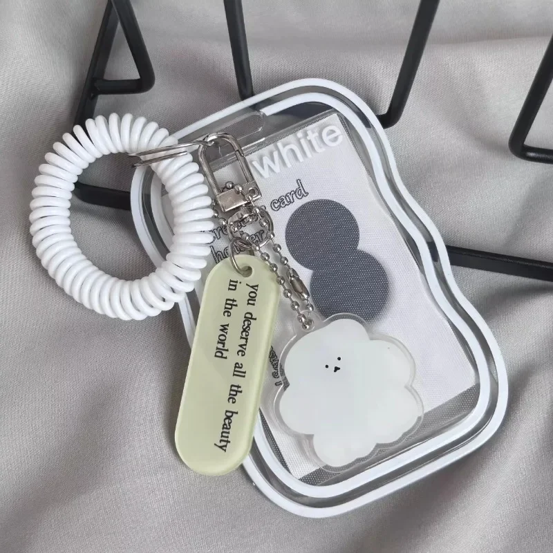 Creative Design Kpop Photocard Holder Transparent Card Holder Keychain Photo Sleeves Bus Card Student Card Case Photo Protector