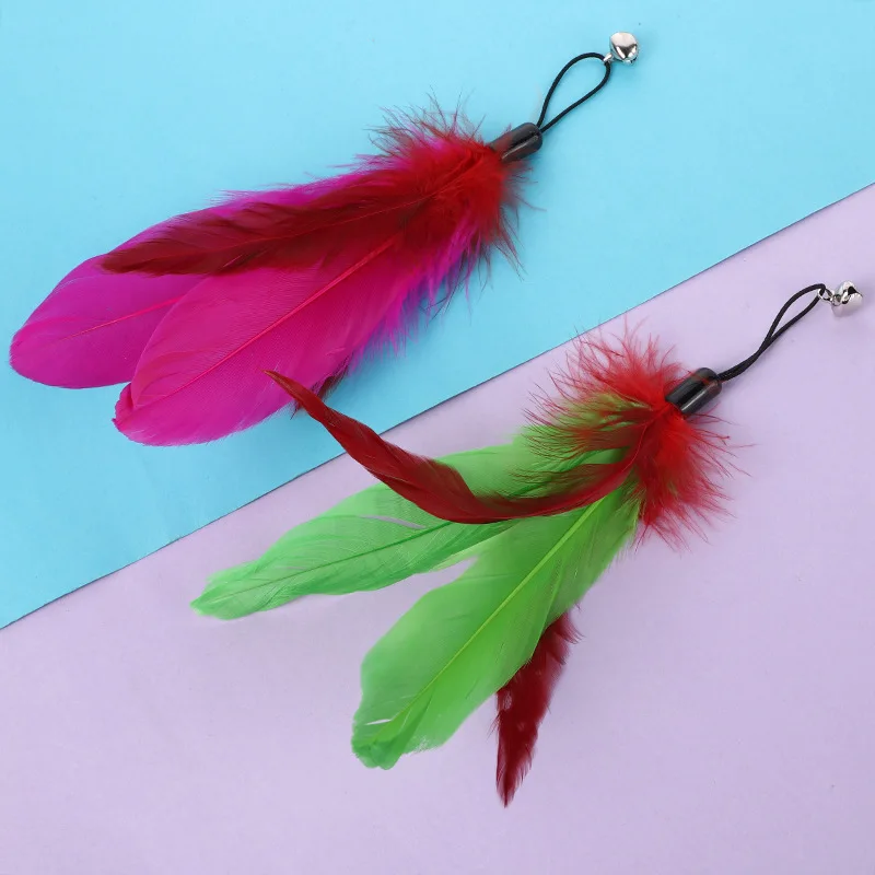 Pet Cat Toy with Bell Color Feather Toy Fishing Rod Replacement Head Feather Funny Cat Toy Cat Toys Interactive