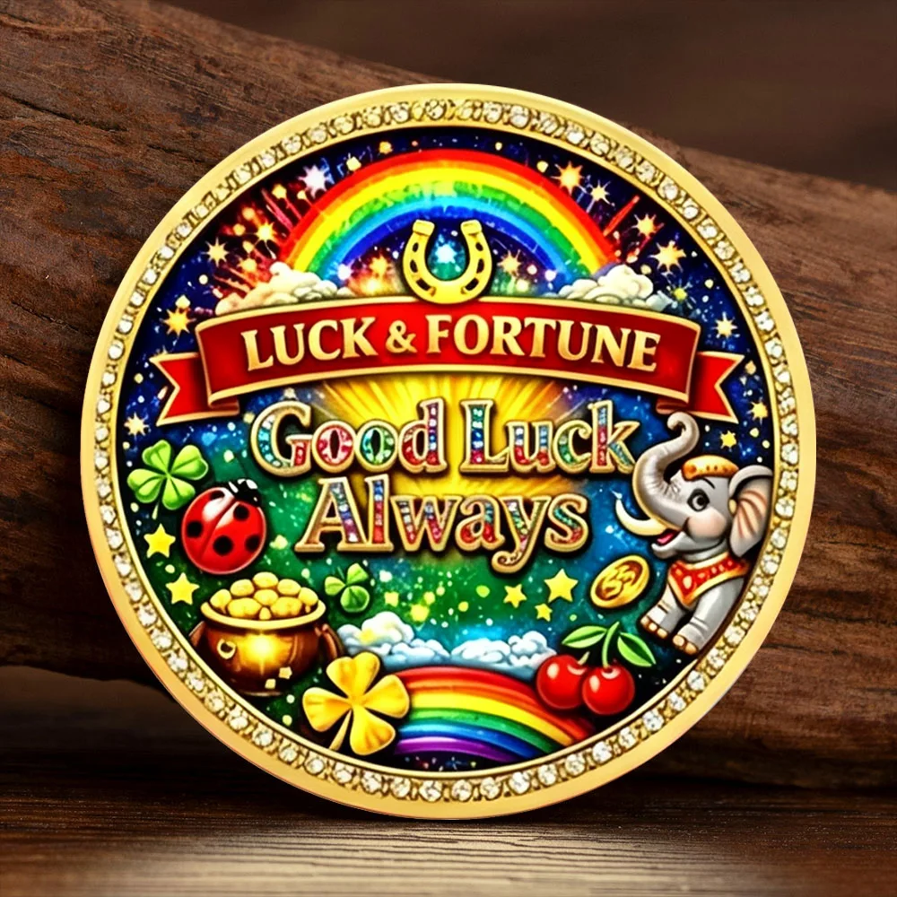 777 Luck & Fortune Challenge Coin Good Luck Always Gold Plated Commemorative Coin Lucky Amulet Souvenir Gift