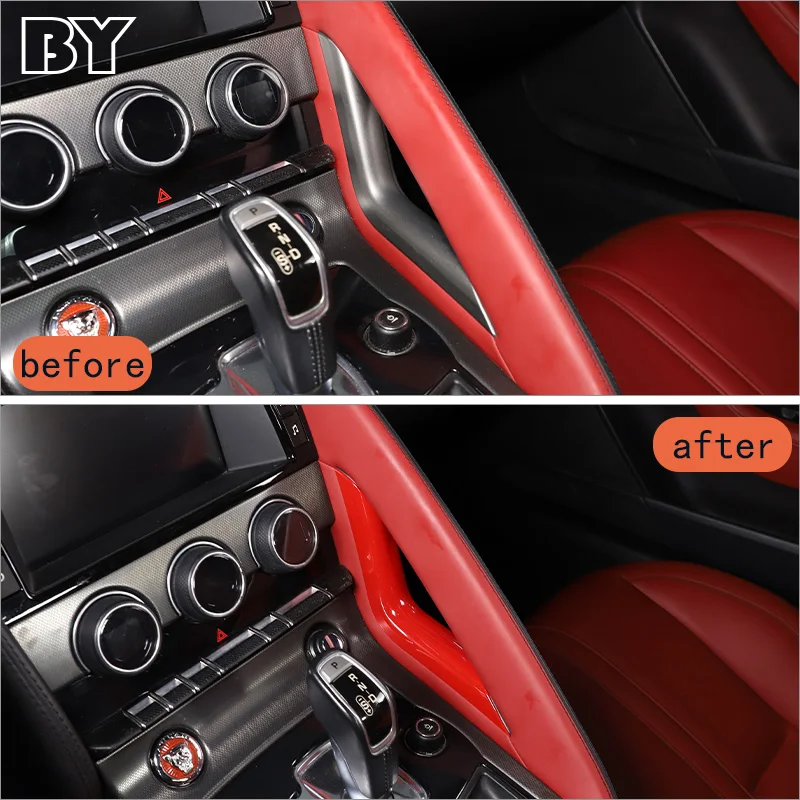 For Jaguar F-TYPE 20013-2024 ABS Carbon Fiber Car Center Control Gear Shift Right Side Decorative Strip Car Interior Accessories