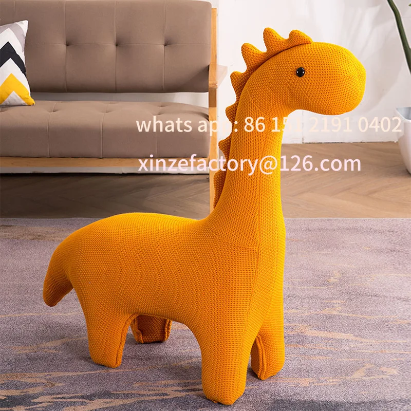 Customizable knitted dinosaur sofa chair seat animal giraffe seat small mount living room ornament