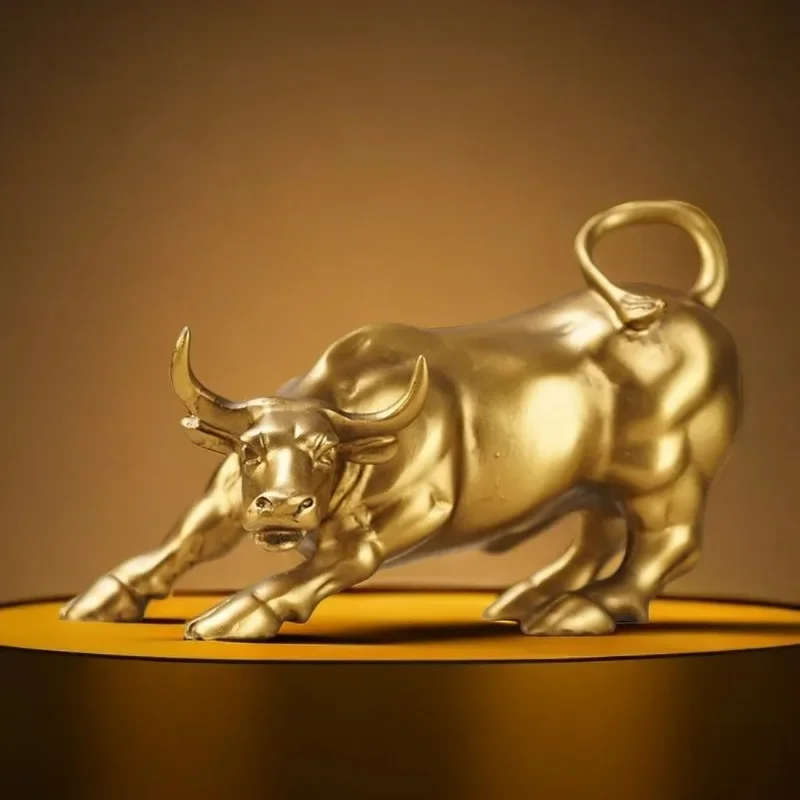 Lucky Fortune Resin Gold Wall Street Bull OX Statue Ornament Office,Business Hall,Checkout Counter Desk Decor Home Decoration