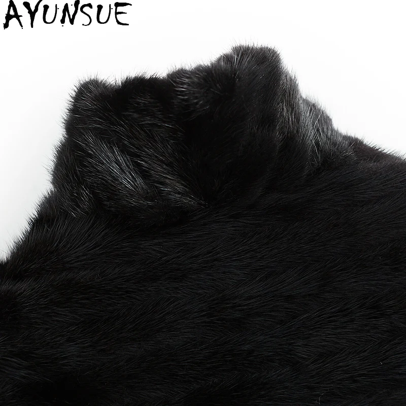 Ayunsue casaco de pele para mulher 2025 nova chegada roupas pretas mulher casaco inverno outono casual moda roupas para mulher veste hiver