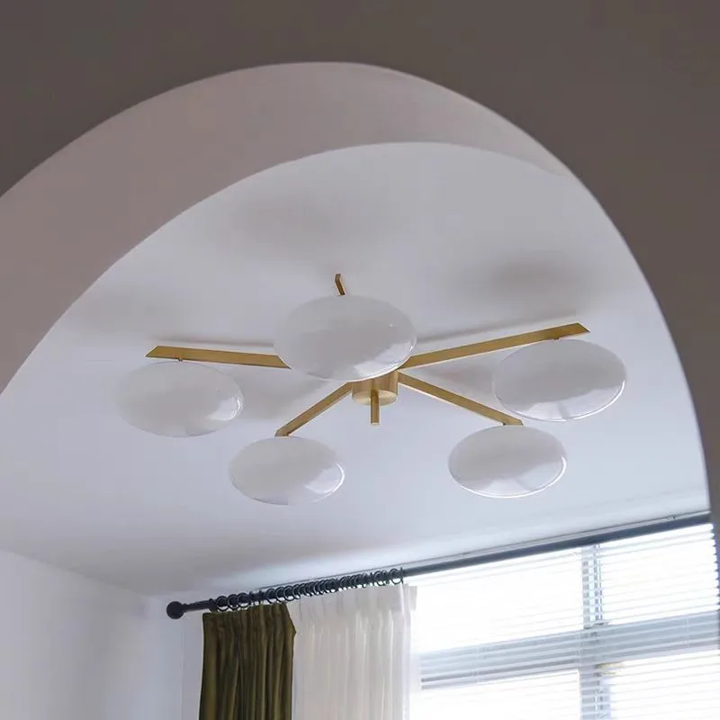 Bauhaus Gold/Schwarz Messing LED Deckenleuchte Weißer Kopfsteinpflaster Glas Lampenschirm Restaurant Küche Schlafzimmer Wohnzimmer Hängelampe