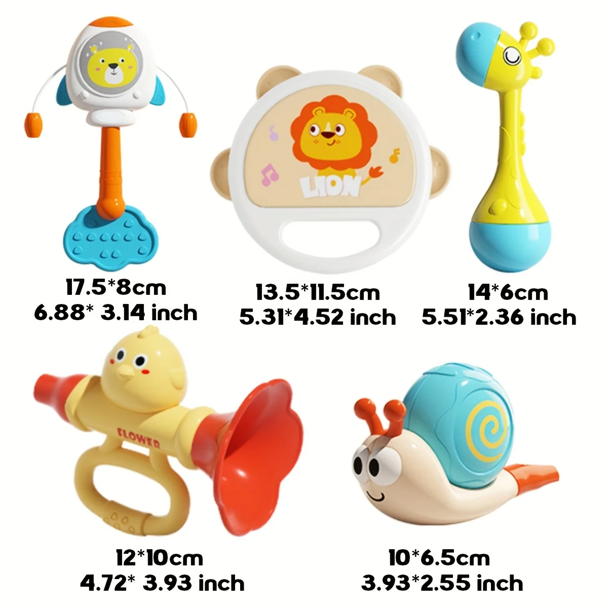 Vijf-in-één muziekspeelgoedset met luidsprekers, bellen en handtrommels, cultiveer interesse van kinderen en cognitie van muziek, kerstcadeaus