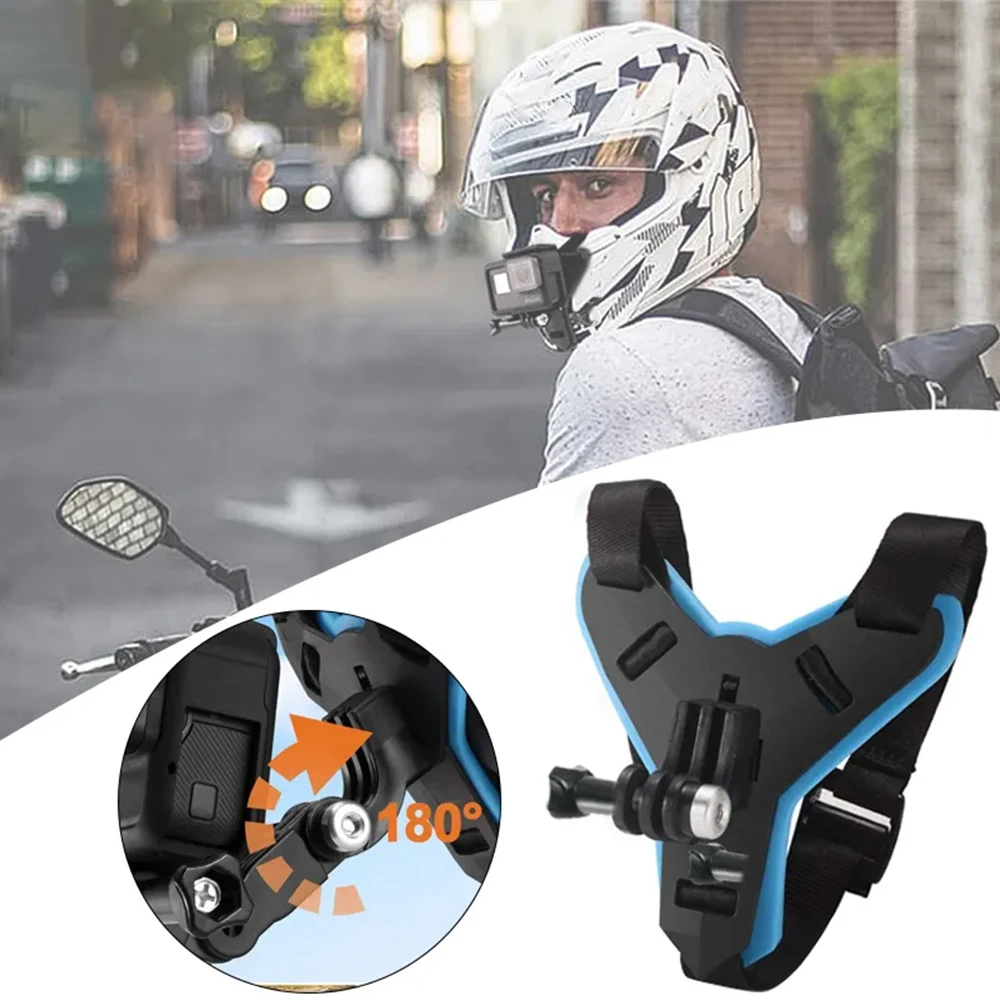 1pc Motorcycle Helmet Chin Strap Mount Holder With Phone Clip For GoPro Hero 11 10 9 Action Camera Full Face Mobile Phone Holder