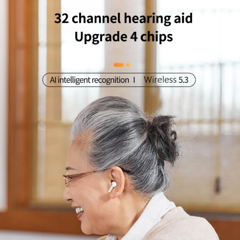 Wireless Hearing Aids For Elderly USB C Rechargeable Multiple Channel With Noise Cancellation Microphones