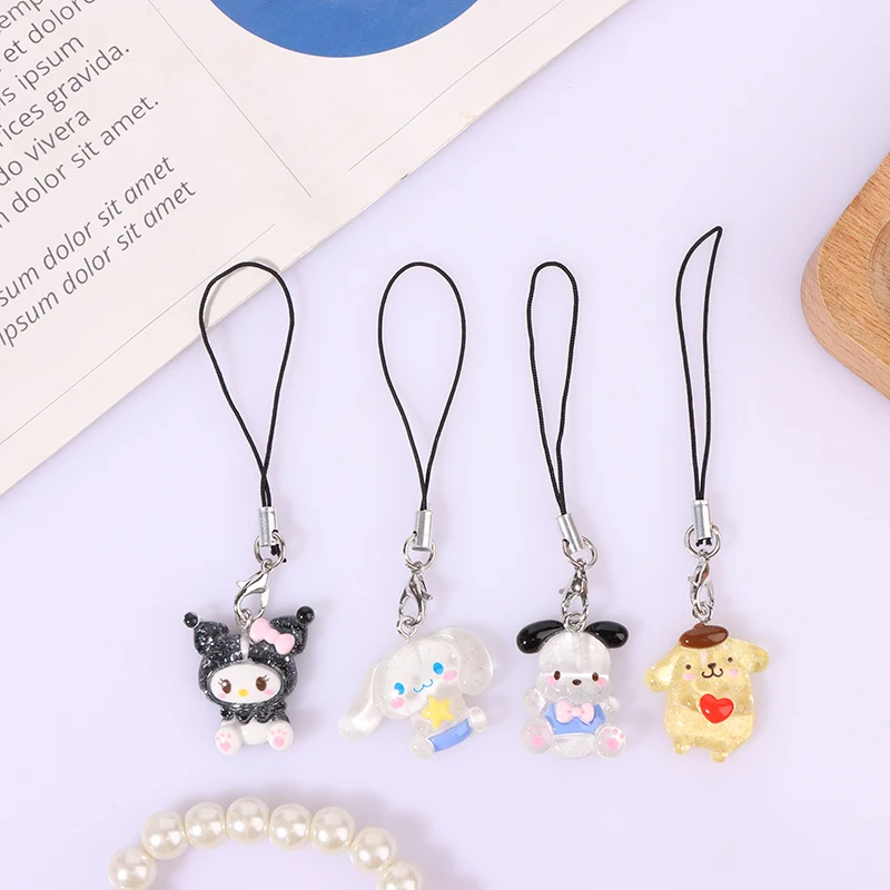 Sanrio Phone Pendant Melody Cinnamoroll Keychain Lanyard Kuromi Bag Charm Hello Kitty Hanging Rope Decoration