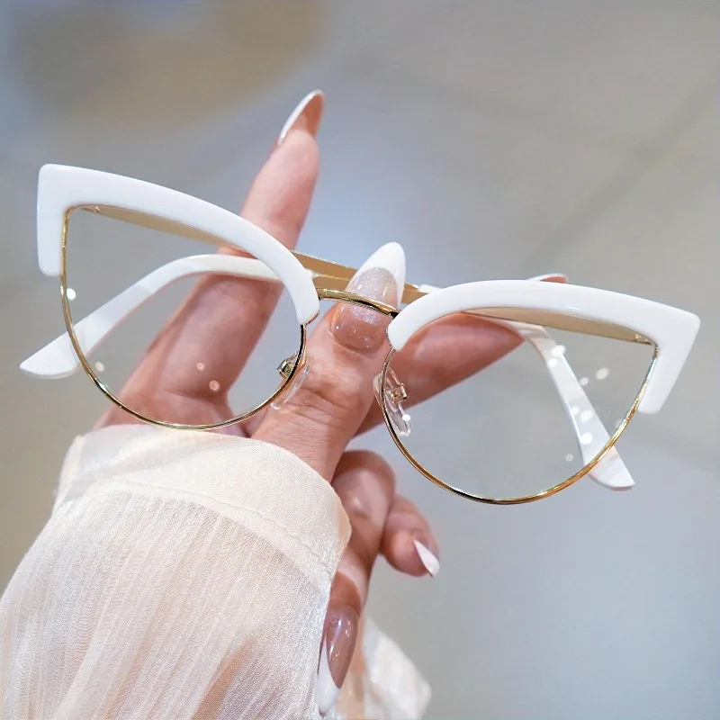 Katzenaugen-Metallbrillengestell Optische Brille Blaulichtfilter Computer Vintage Transparente Computerbrille für Damen und Herren