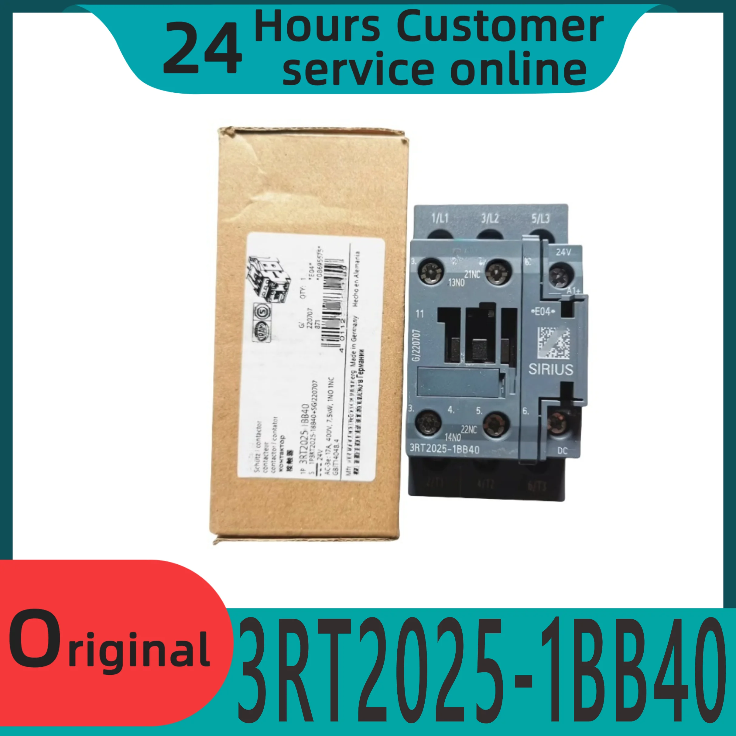 

New original DC contactor 3RT2025-1BB40 17A DC24V