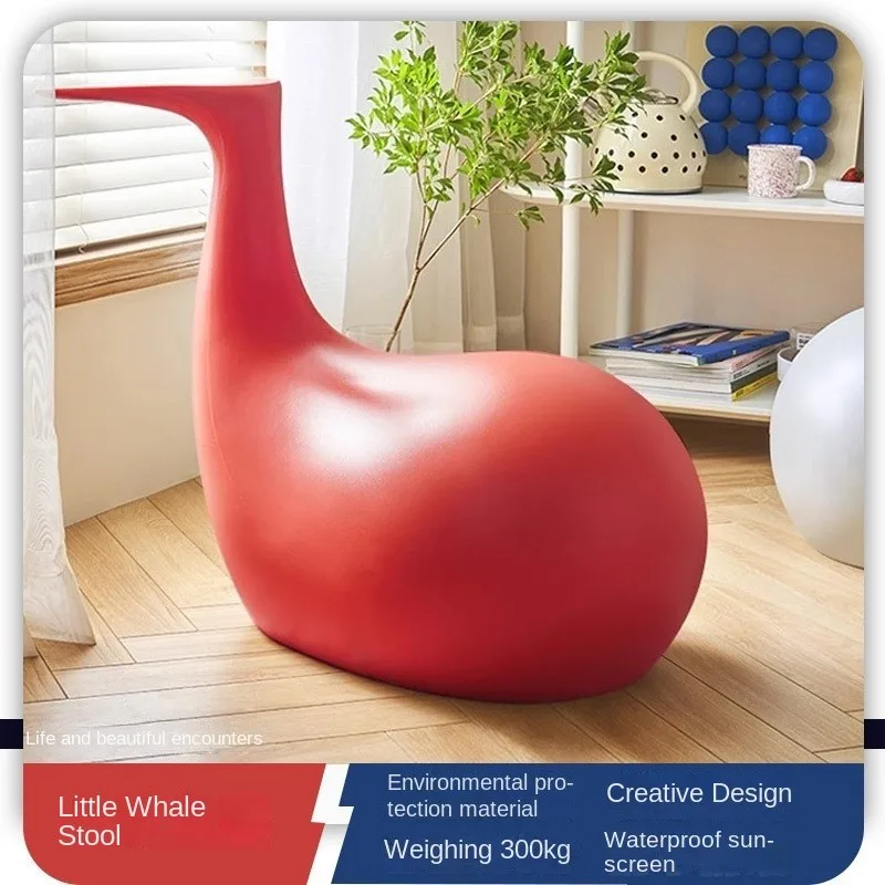 Creative Cartoon Whale Stool Ornament Living Room Nordic Style Children's Backrest Chair Household Plastic Chair Design Stool