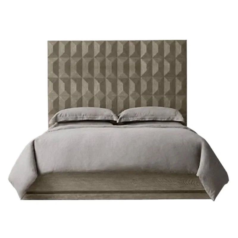 

High-end bedroom solid wood double bed log carved master bedroom bed