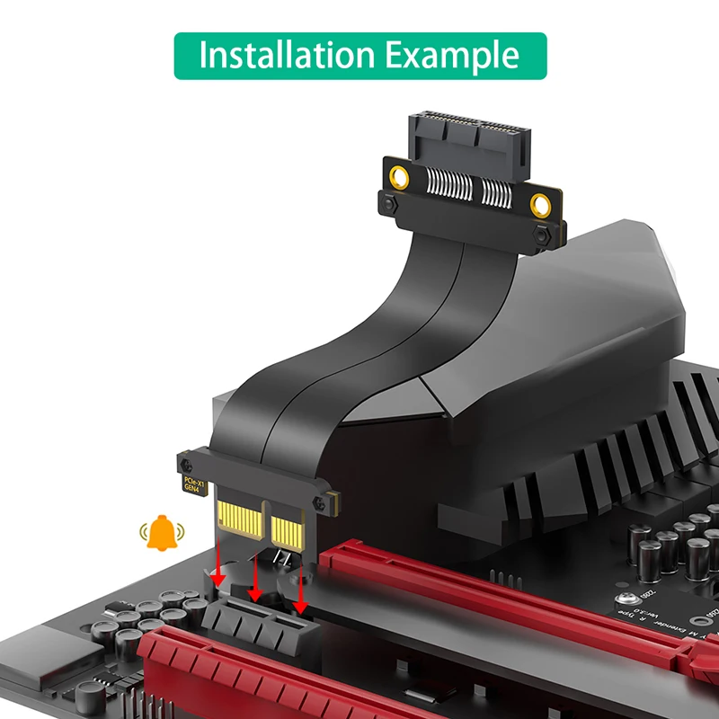 PCIe 4.0 X1 to X1 Extension Cable with Gold-plated Connector High Speed PCI Express 4.0 Riser Card Extender Ribbon Cable for GPU