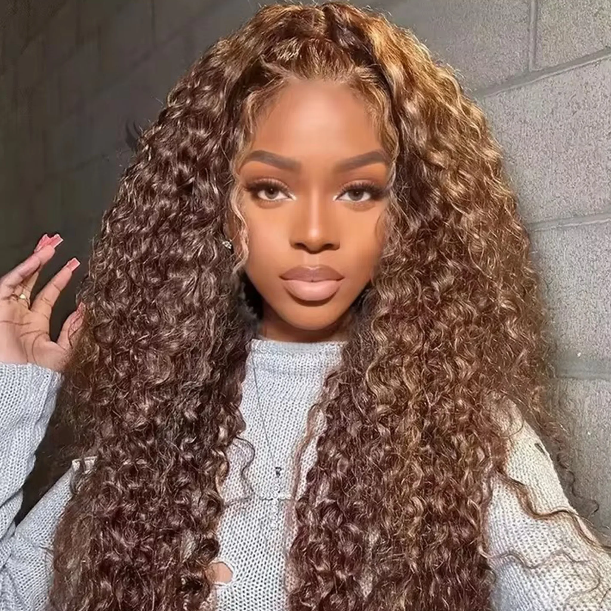 Glueless Afro Kinky Curly Brown Balayage Highlight Human Hair Cheapest U Part Wigs Machine Made Blonde U Shape Wig 250%Density