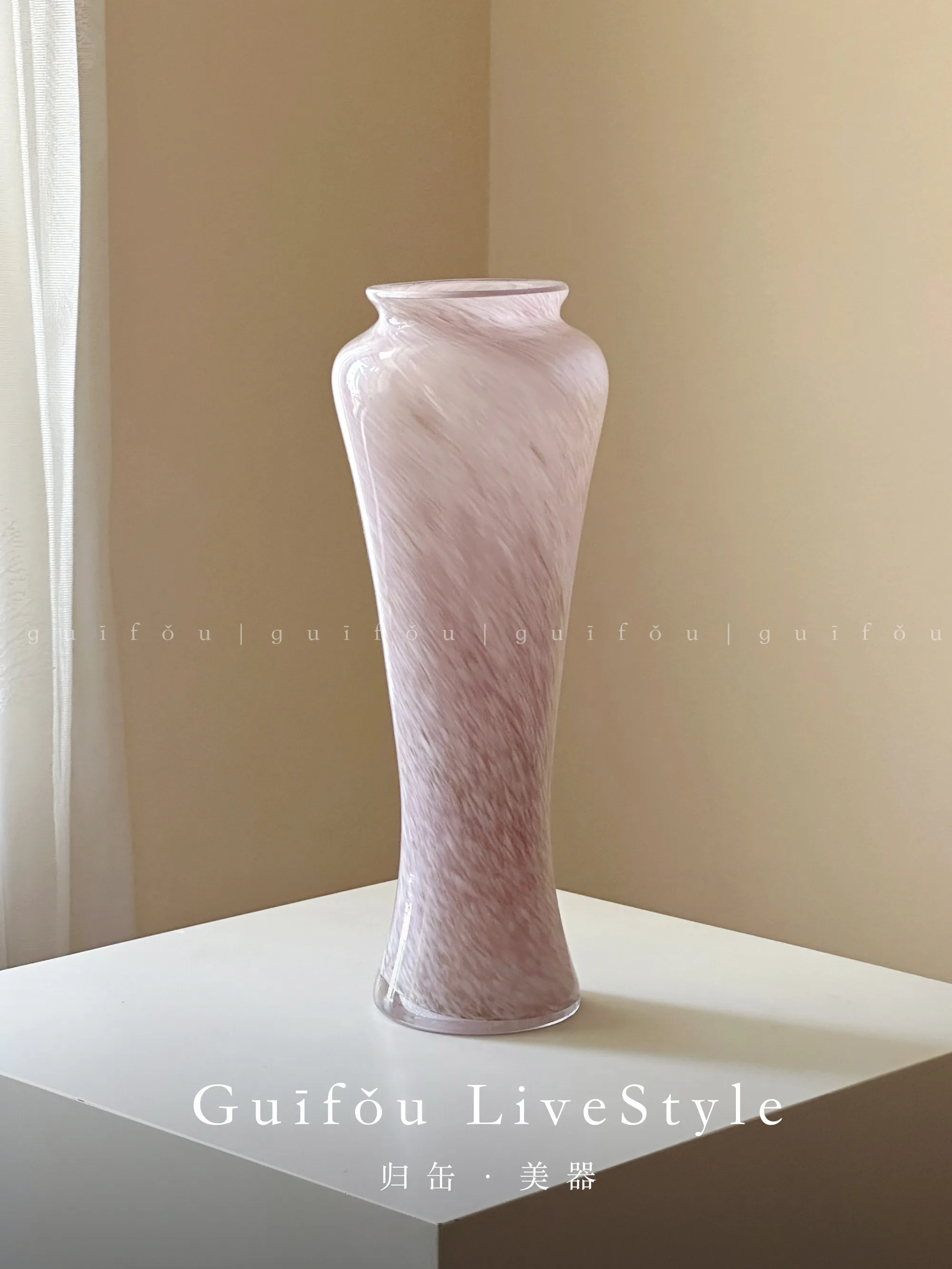 Pink Lily Rose Hydroponic Glass Tall Vase Luxury Unique Designer Decorative Flower Vase For Home Living Room Table Ornament