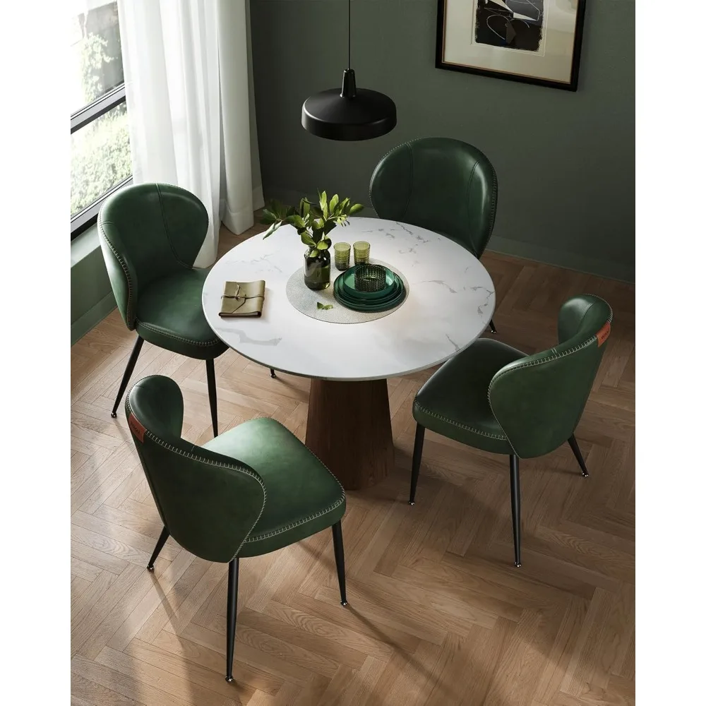 Collection - Dining Chairs Set of 2, Upholstered Kitchen Chairs, Comfortable Seat, Synthetic Leather with Stitching,