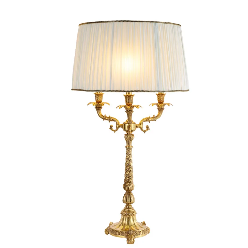 

French all-copper living room table lamp European retro villa atmospheric decoration ornament