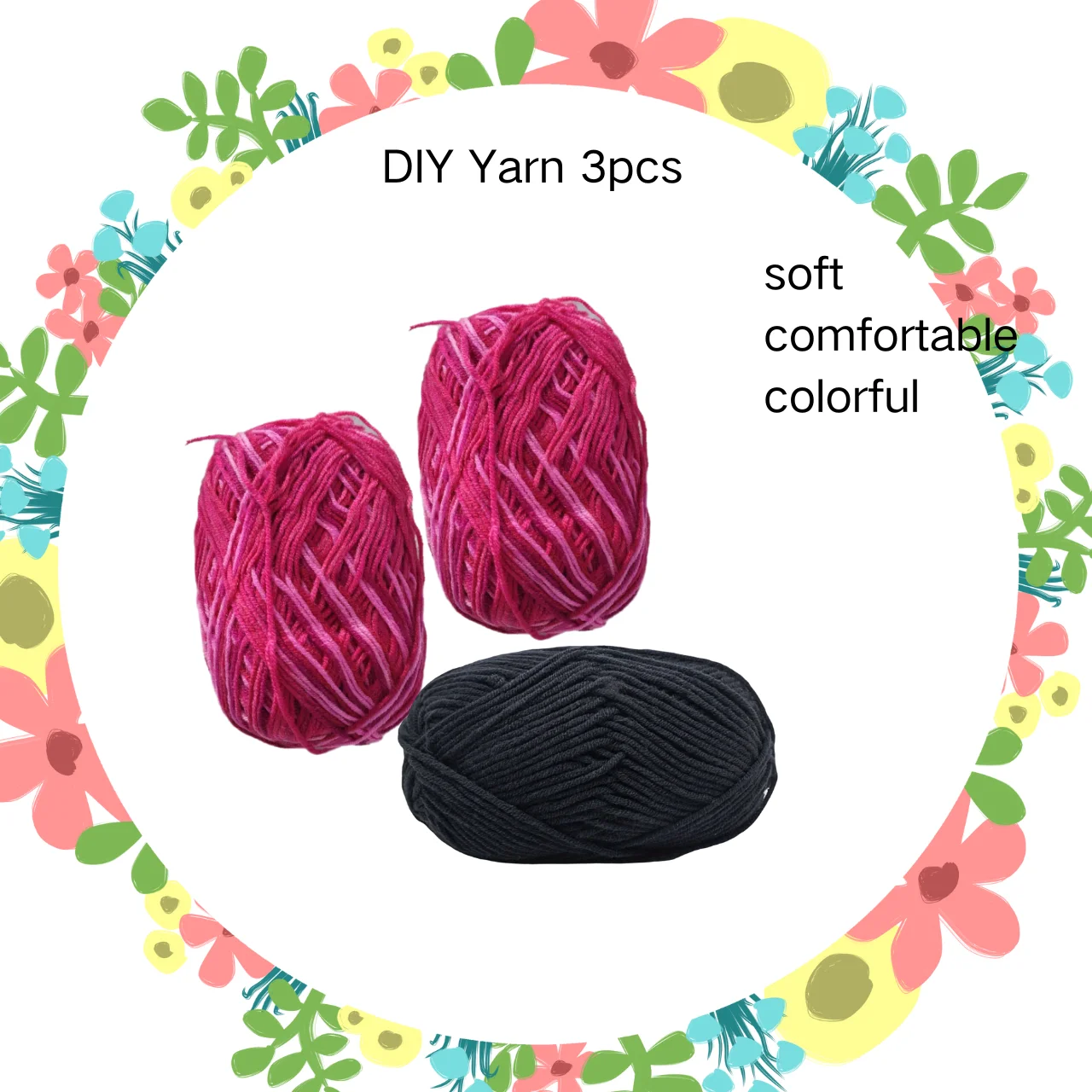 

Mixed color yarn combination, 3pcs kit, soft and comfortable, suitable for DIY clothes, hats, bags, etc