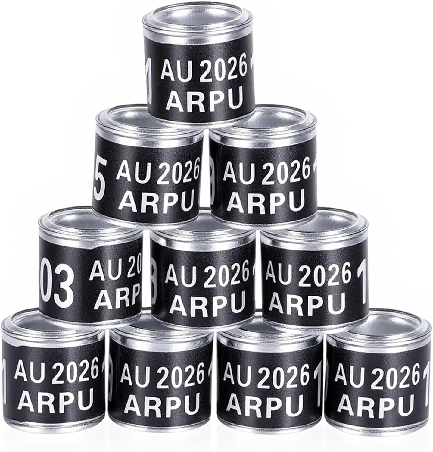 100Pcs Aluminium Pigeon Leg Rings Dove Leg Rings Identify Pigeon Bands with 2026 ARPU Training Identify Birds Foot Ring (Black)