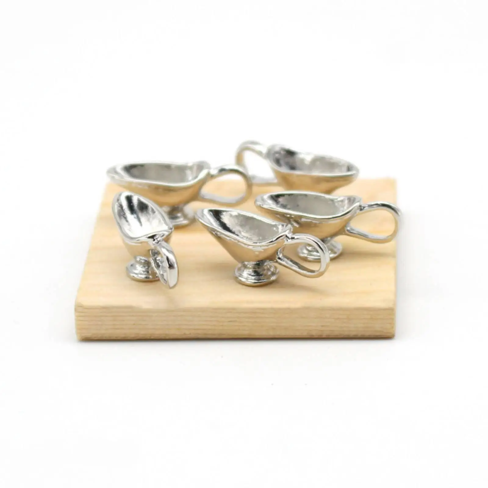 Miniature Kitchenware 5 Piece Alloy Dollhouse Gravy Boat Set Tiny Tableware for 1 12 Scale Diorama Decor