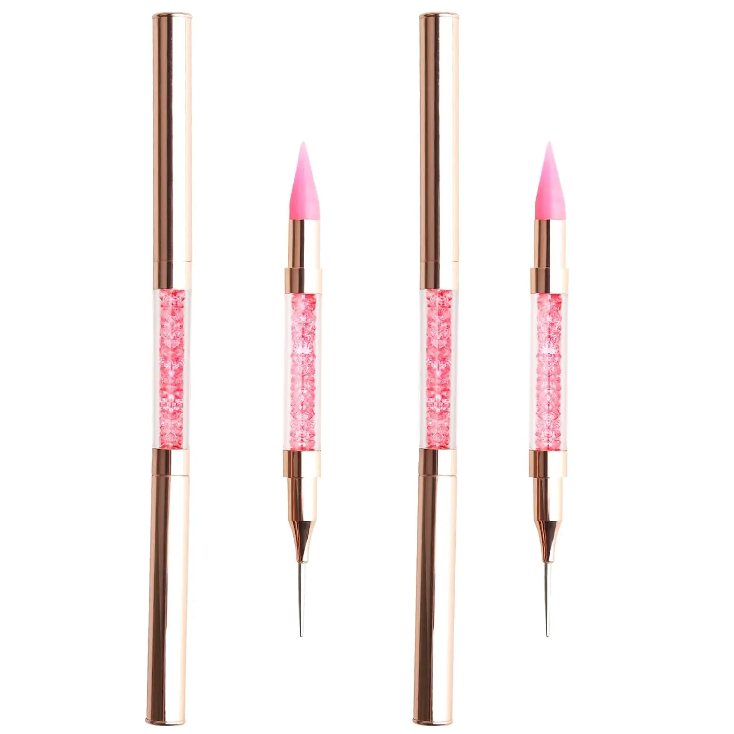 Dual-Ended Wax Pencil Pen Pink/White Rhinestones Picker Doting Pen Rhinestone Picker Double Head Applicator Gems Stick Tool