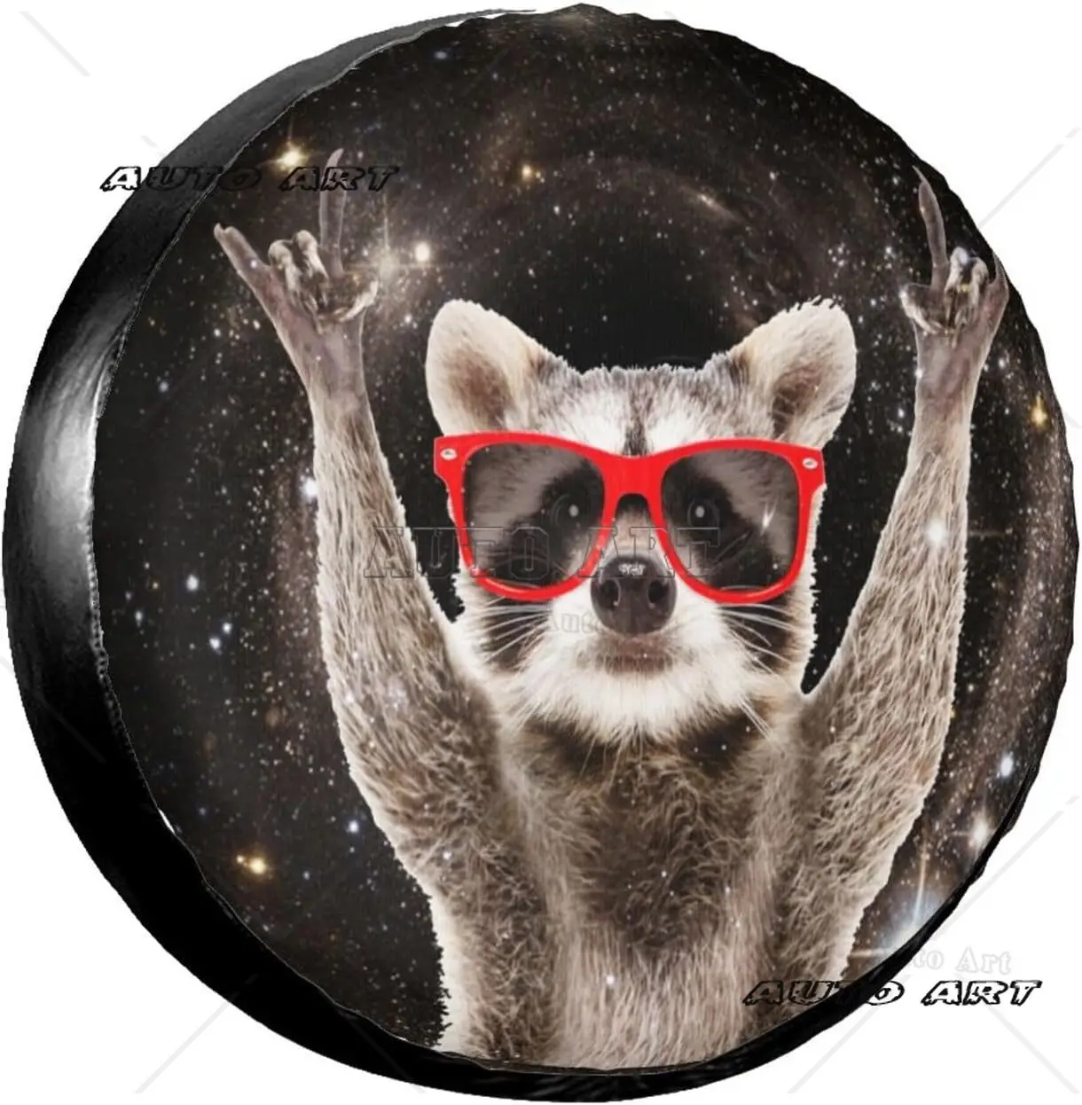 

Galaxy Raccoon Spare Tire Cover for Trailer Camper Truck Cute Raccoon Animal Wheel Protectors Cover for Travel Camping