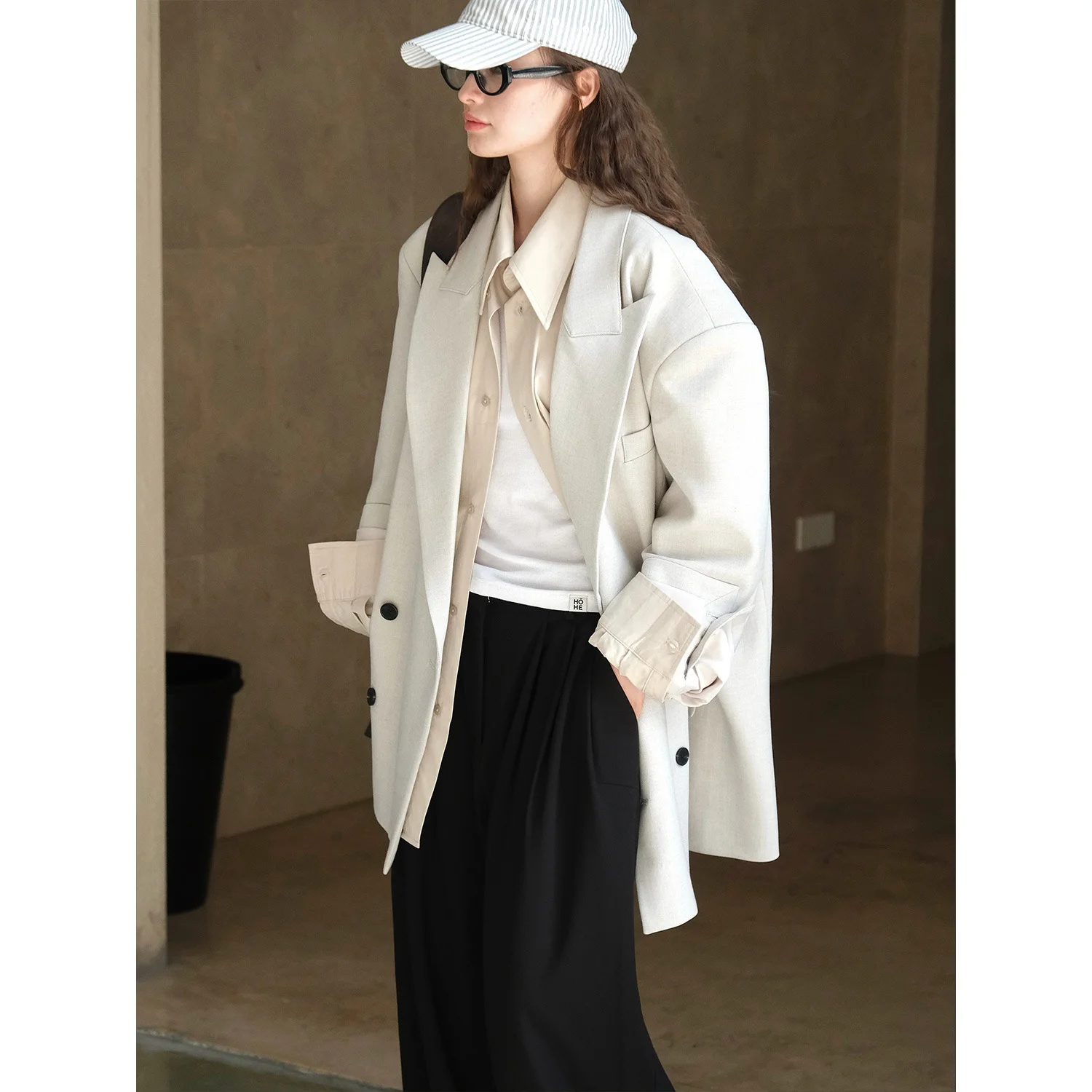 Autumn Korean Irregular Collar Shirt Loose Silhouette Casual Top For Women