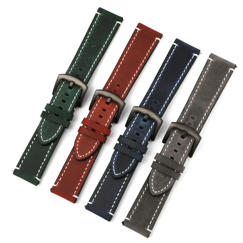 18mm 20mm 22mm 24mm Vintage Retro Leather Strap Quick Release For Huawei GT2 3WatchBand Men Women Universal Bracelet Accessories