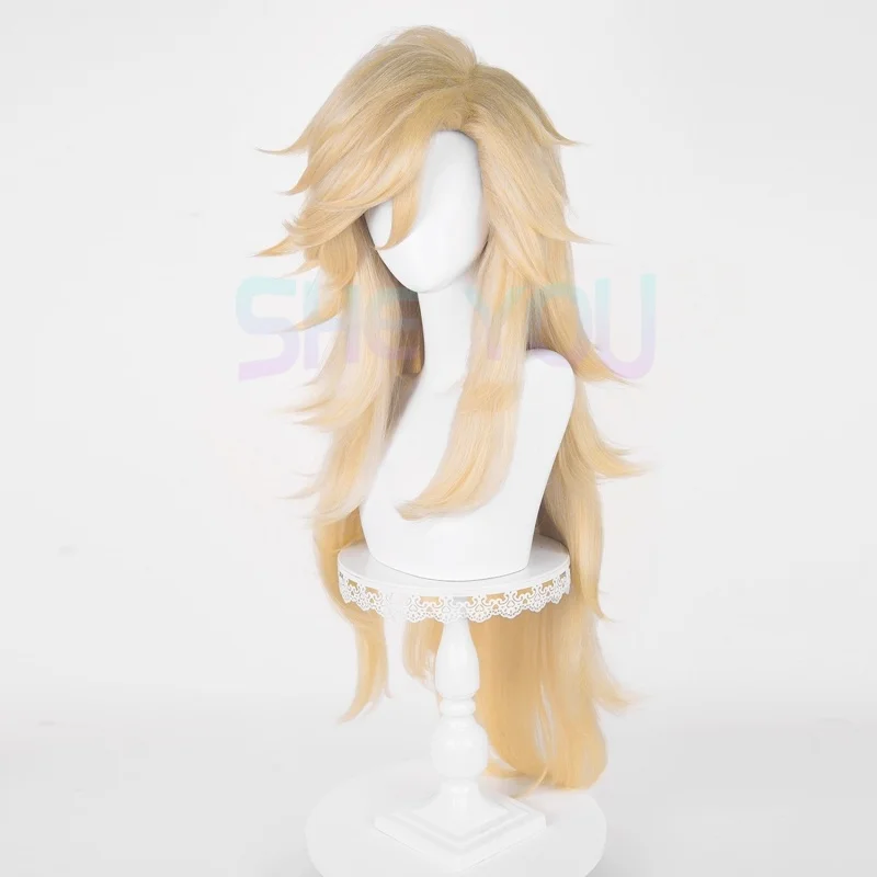 Peluca de Cosplay de Anime nuevo Douma, pelucas doradas de 100cm para hombres y mujeres, peluca de disfraces de Cosplay, pelo sintético resistente al calor para Halloween