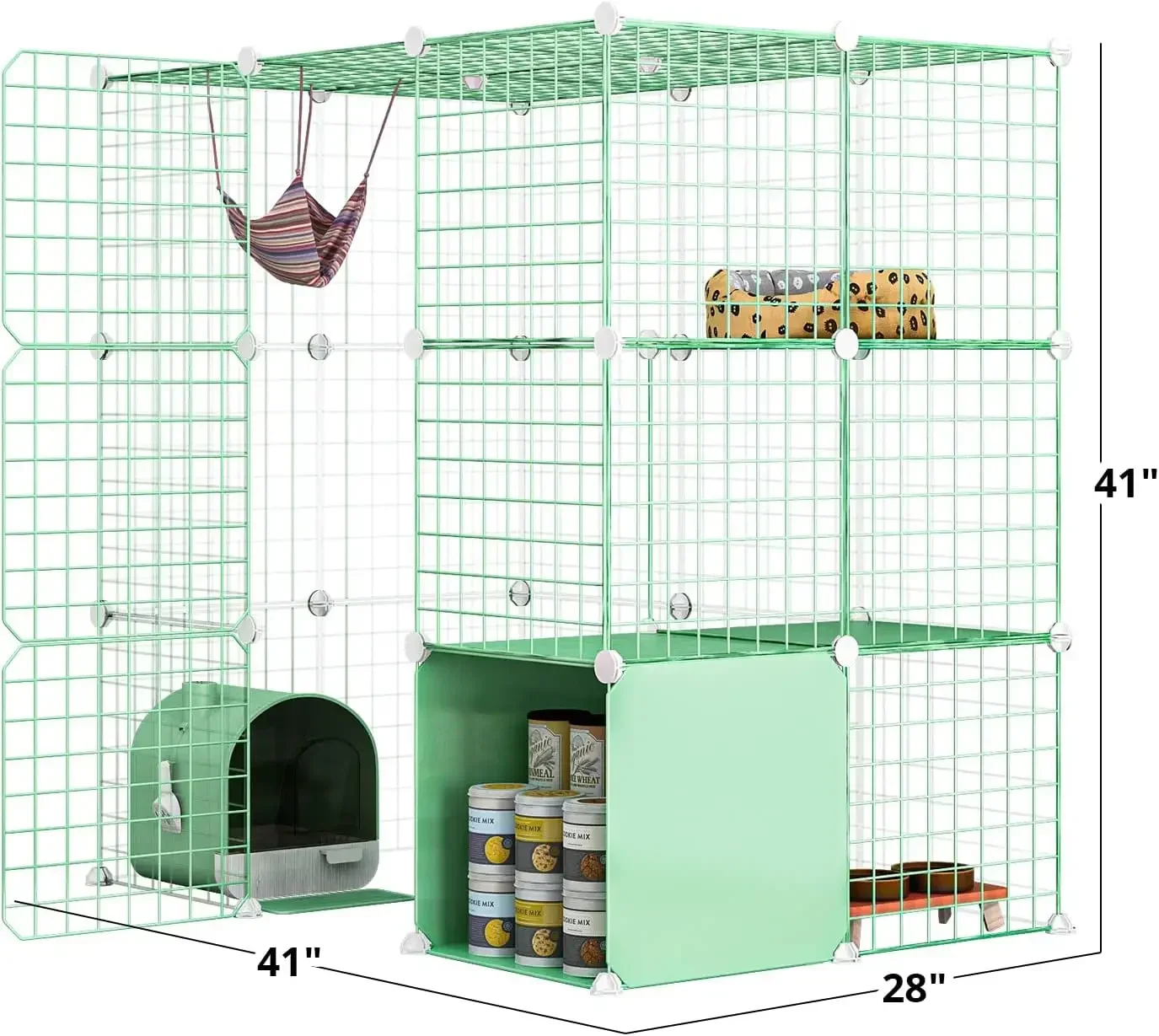 Gaiola destacável do fio de metal para gato grande Playpen, Canis Indoor Crate, Grande Exercício Place, Ideal para 1-3 Cat, DIY, 2x3x4