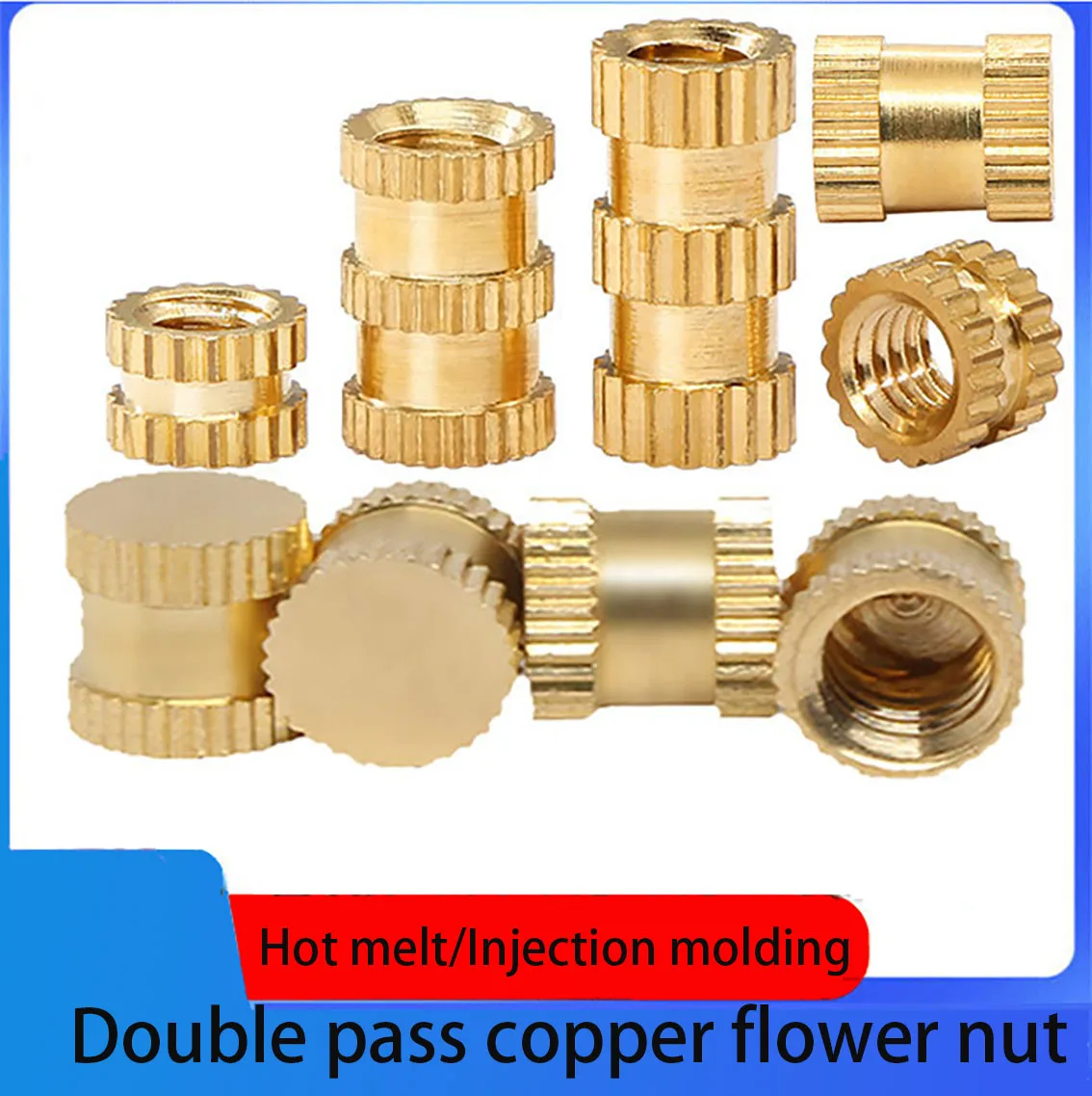 30PCS M2 Double way Knurled Nut Copper Flower Nut Injection Copper Nut Screw Cap Copper Insert