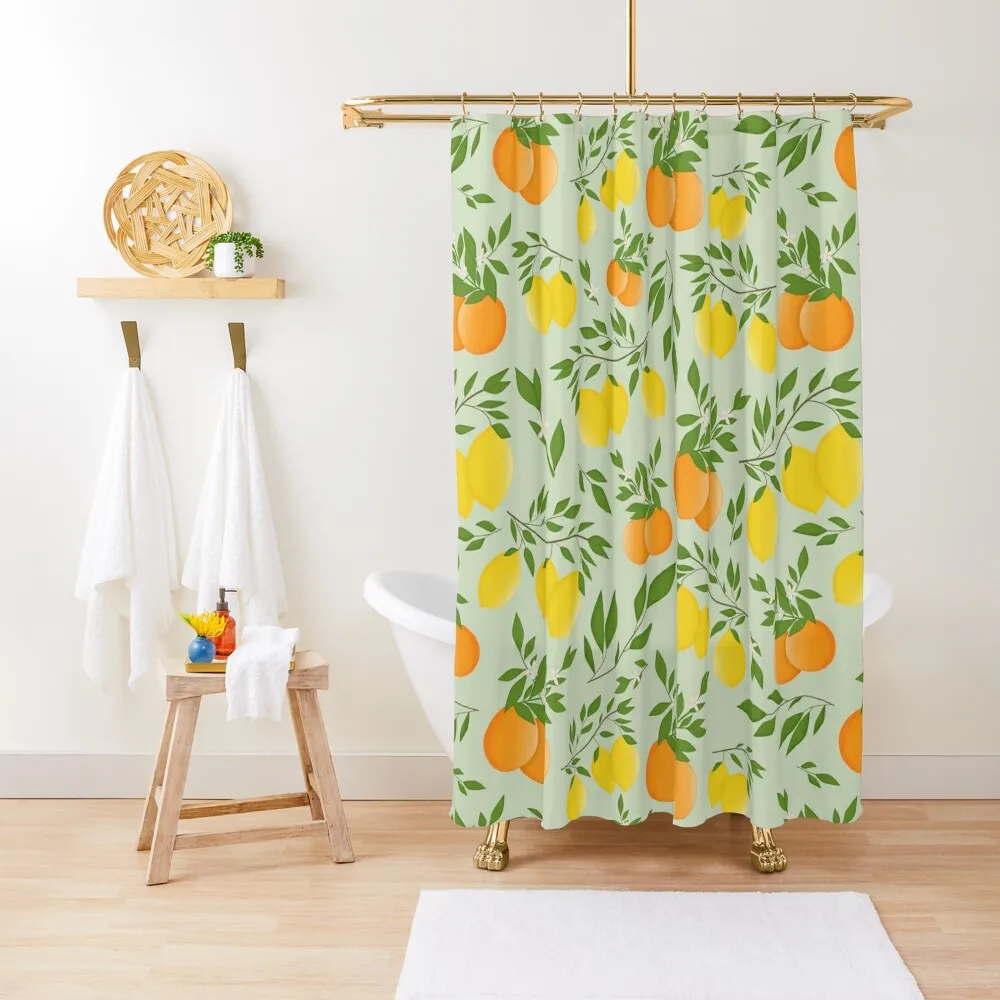 

Lemon & Orange Shower Curtain Cute Shower Waterproof Bath And Anti-Mold Cover Anime Shower Curtain
