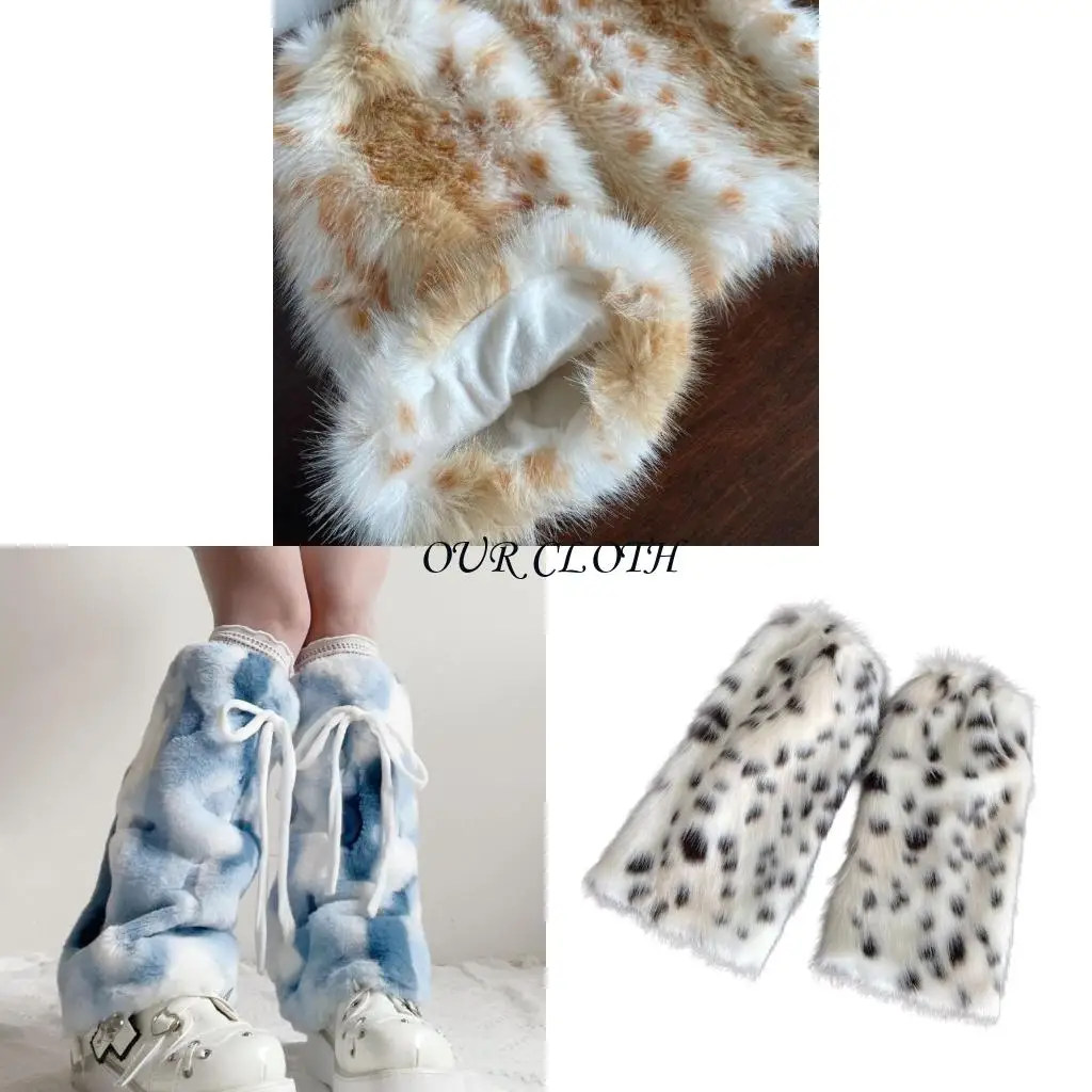 

Винтажные леопардовые узорчатые пушистые ноги теплые ноги зима теплые тепловые ботинки покрывают нечеткие плюшевые гетры Модный