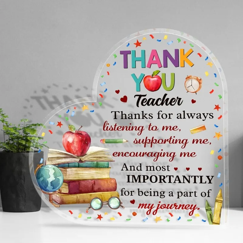 Crystal Appreciation Plaque for Teacher, Thank You Gift from Student, Desktop Decor for Women Men, Gift for Boss Coach Manager,
