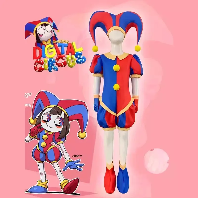

The Amazing Digital Circus Pomni Cosplay Costume Uniform Jumpsuit Hat Bodysuit Human for Adult Kids Costume Cartoon Cos