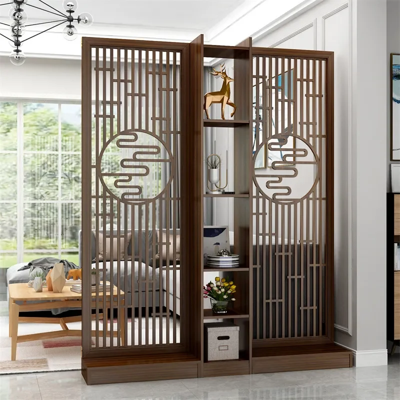 New Chinese Style Living Room Screen Partition Entrance Door Storage Shelter Household Shelter Rack Integrated
