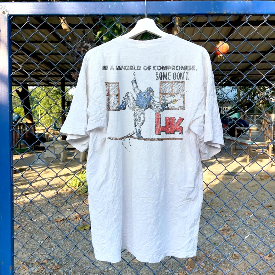 1999 Hk 'Heckler & Koch' Ultra Rare Washed White T-Shirt Summer Cotton Print Casual Sports Short Sleeve  Streetwear