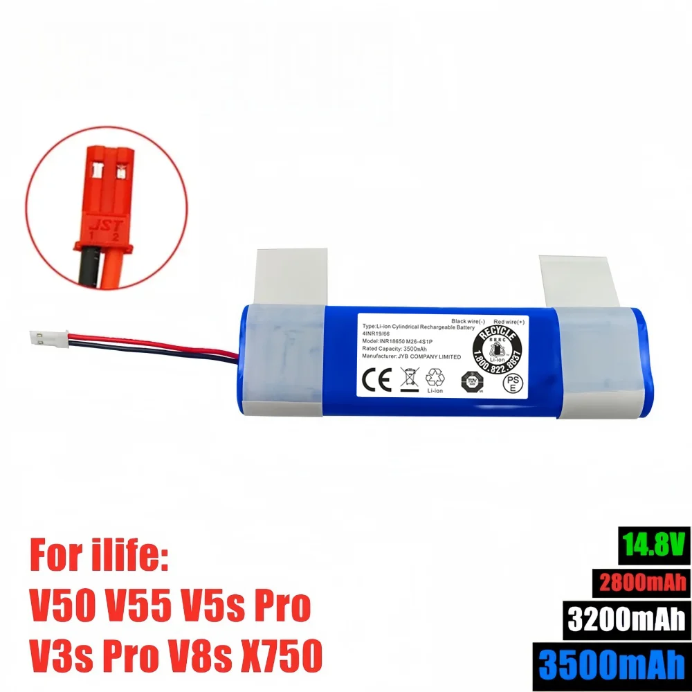 Original 14.4V 3500mAh Rechargeable Battery for ILIFE V3s Pro, V50, V5s Pro, V8s, X750, For ZACO V3, V40, V5s Pro, V5x