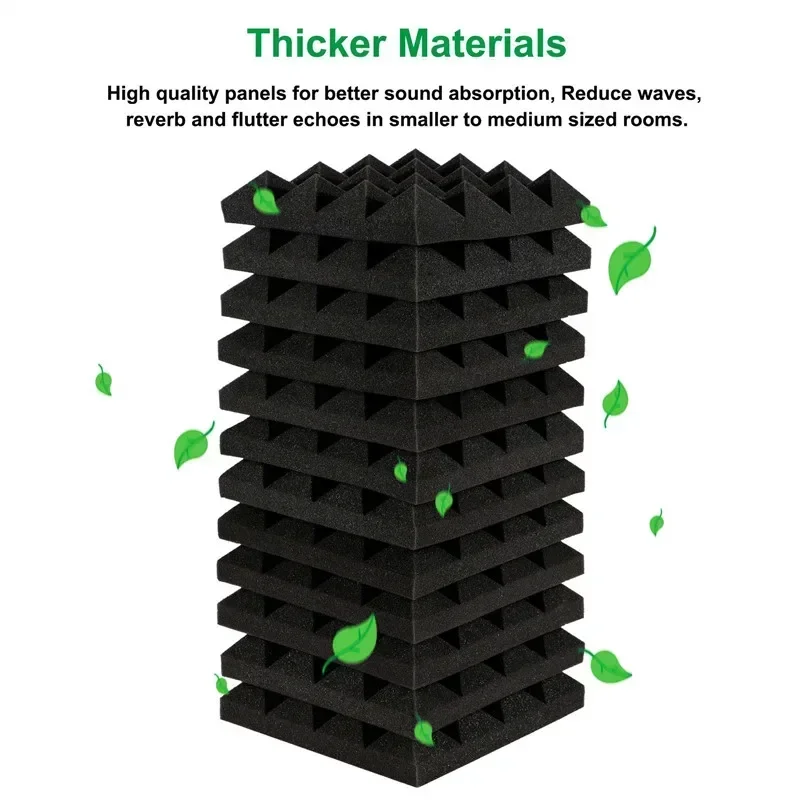 Sound Insulation Foam 12/24Pcs 25x25x5cm Studio Acoustic Soundproof Foam 16Pyramid Sound Absorption Treatment Panels