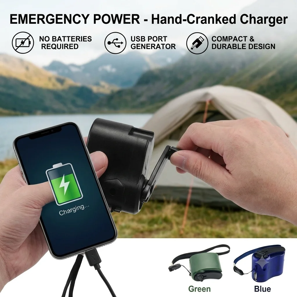 Hand Crank USB Portable Emergency Charger Survival Kit Outdoor Camping Hiking Fast Charging Dynamo Power Bank Charger