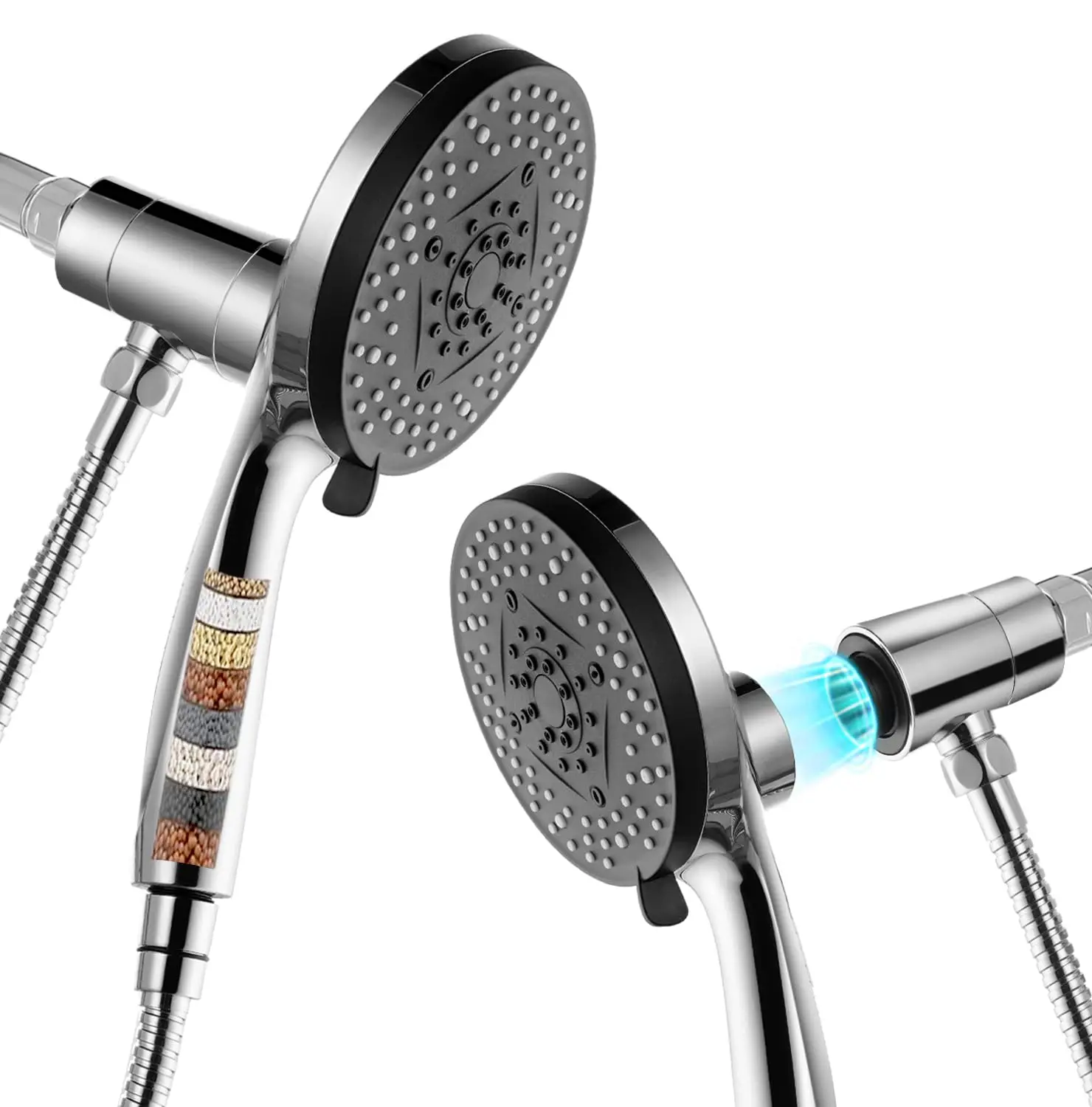 

Magnetic Handheld Shower Head With 10 Settings High Pressure Rainfall Spray Stainless Steel Hose Chrome
