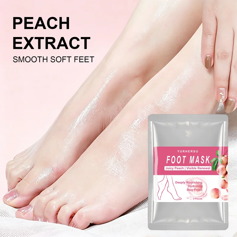 Peach Foot Mask 2 Pcs Deeply Nourishing Hydrating for Dry Cracked Feet