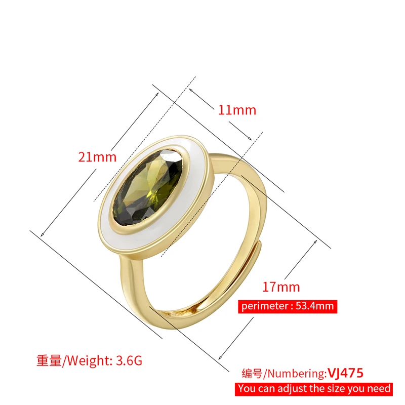 ZHUKOU enamel rectangle zircon women rings Unique yellow zircon opening Couple rings cosplay anime man rings wholesale VJ455