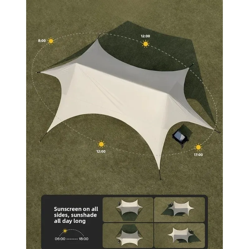 HJ camping vinyl canopy tent outdoor tables and chairs camping six-piece set lazy quick open canopy free shade