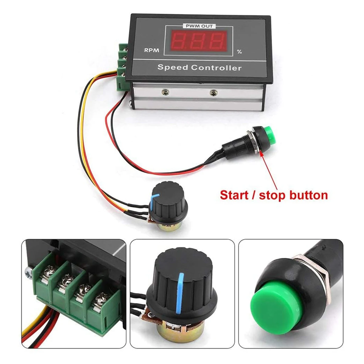 AWAH DC Motor Speed Controller DC 6-60V 12V-48V 30A PWM Adjustable Stepless Governor Regulator Motor Speed Controller