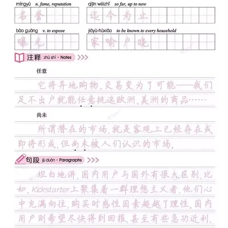 Chinese Write Book HSK Level 1-3 HSK 4 5 6 Handwriting Workbook Chinese Character Learning Writing Copybook