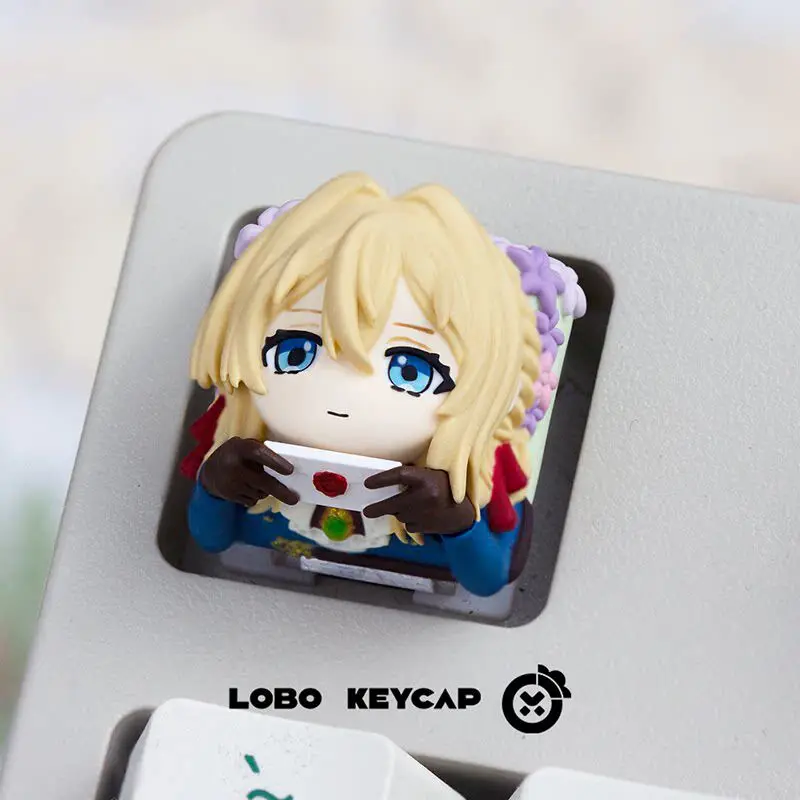 

Violet Evergarden Theme 3D Personality Cute Creative Resin Keycap Girl Cross Axis Mechanical Keyboard Single Keycap Toy Gifts