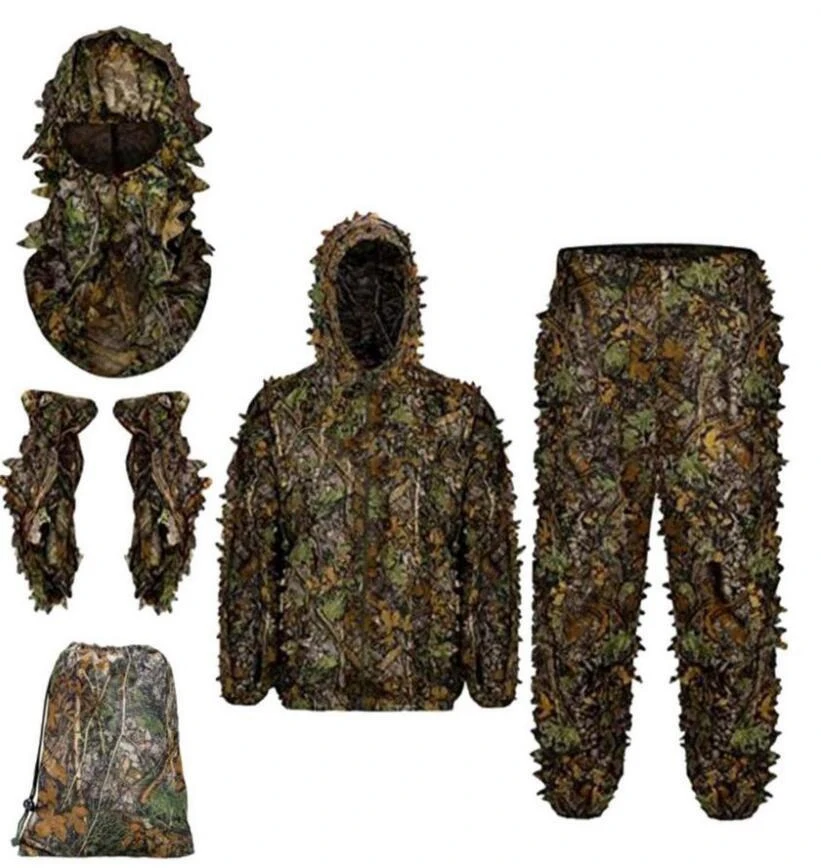 بدلة الرجال والنساء والأطفال ثلاثية الأبعاد بيونيك الورقية التمويه ملابس الصيد CS بدلة الرماية مجموعة الملابس القتالية التكتيكية