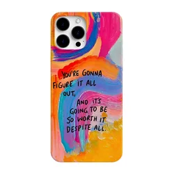 Artistico INS pennello pittura arcobaleno colore inglese Mottos Chic custodia per telefono per iPhone 15 14 11 12 13 Pro Max Plus Cover posteriore