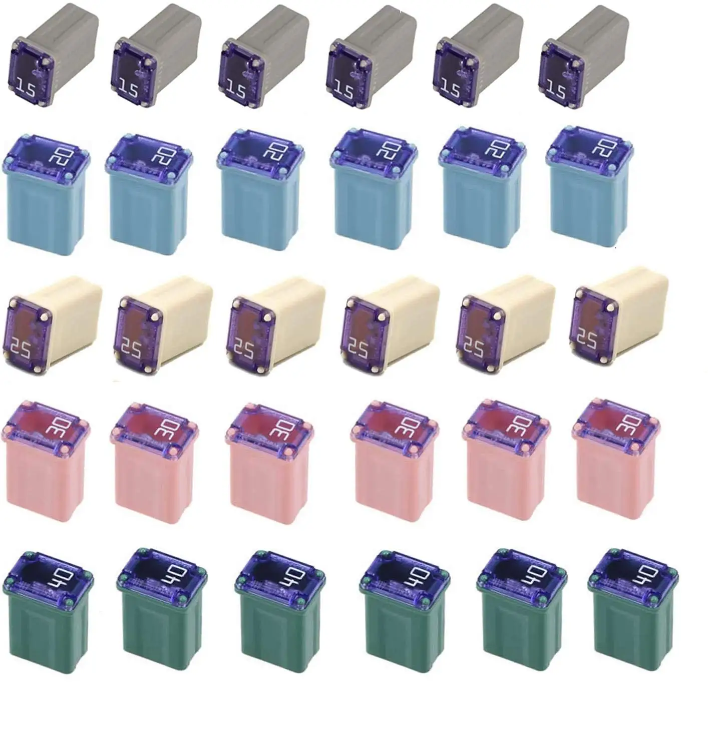 Mini Square Fuse 15A 20A 25A 30A 40A Square fuse box Automotive Car Fuse With Plastic Box